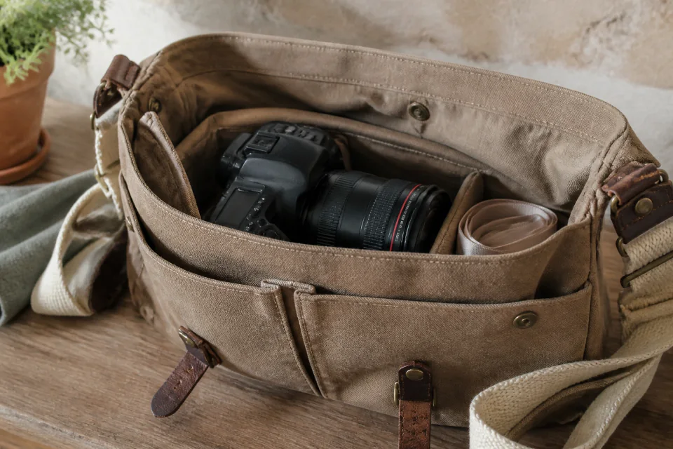 Appareil photo et accessoires de reportage de mariage — illustration générée par IA