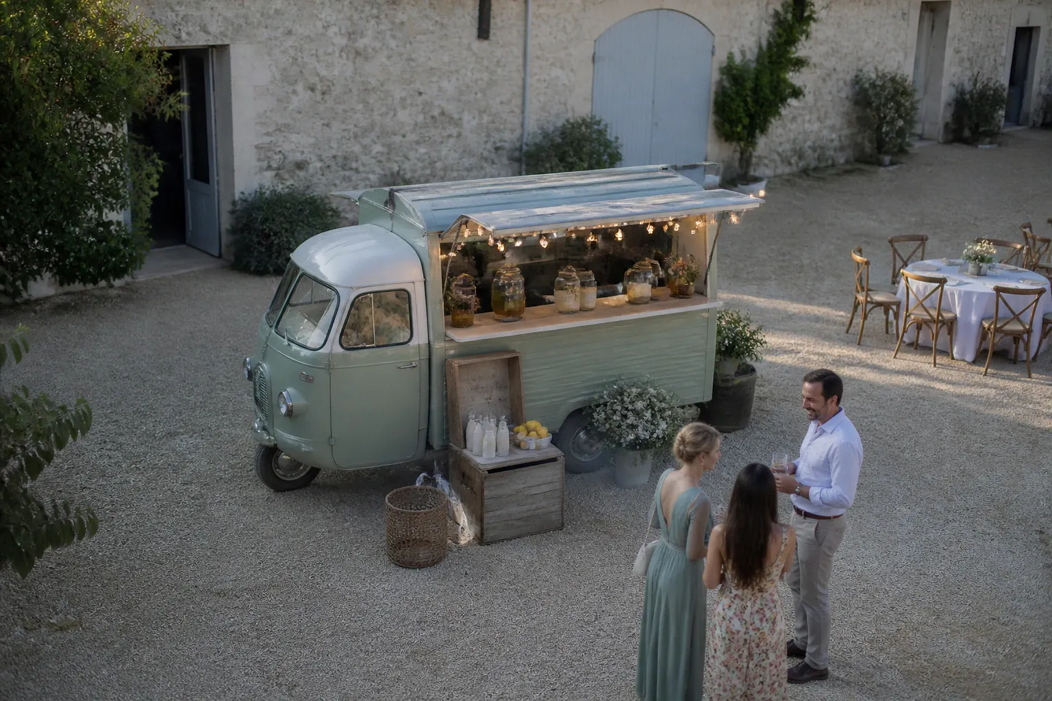 Service mobile de restauration pour une réception — illustration générée par IA