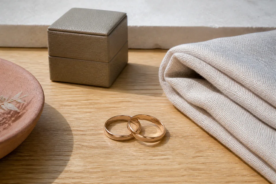 Alliances et travail de bijouterie de mariage — illustration générée par IA