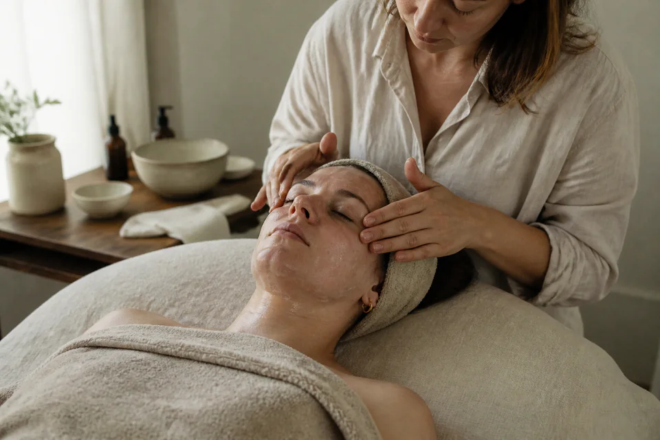 Préparation de soins esthétiques avant un mariage — illustration générée par IA