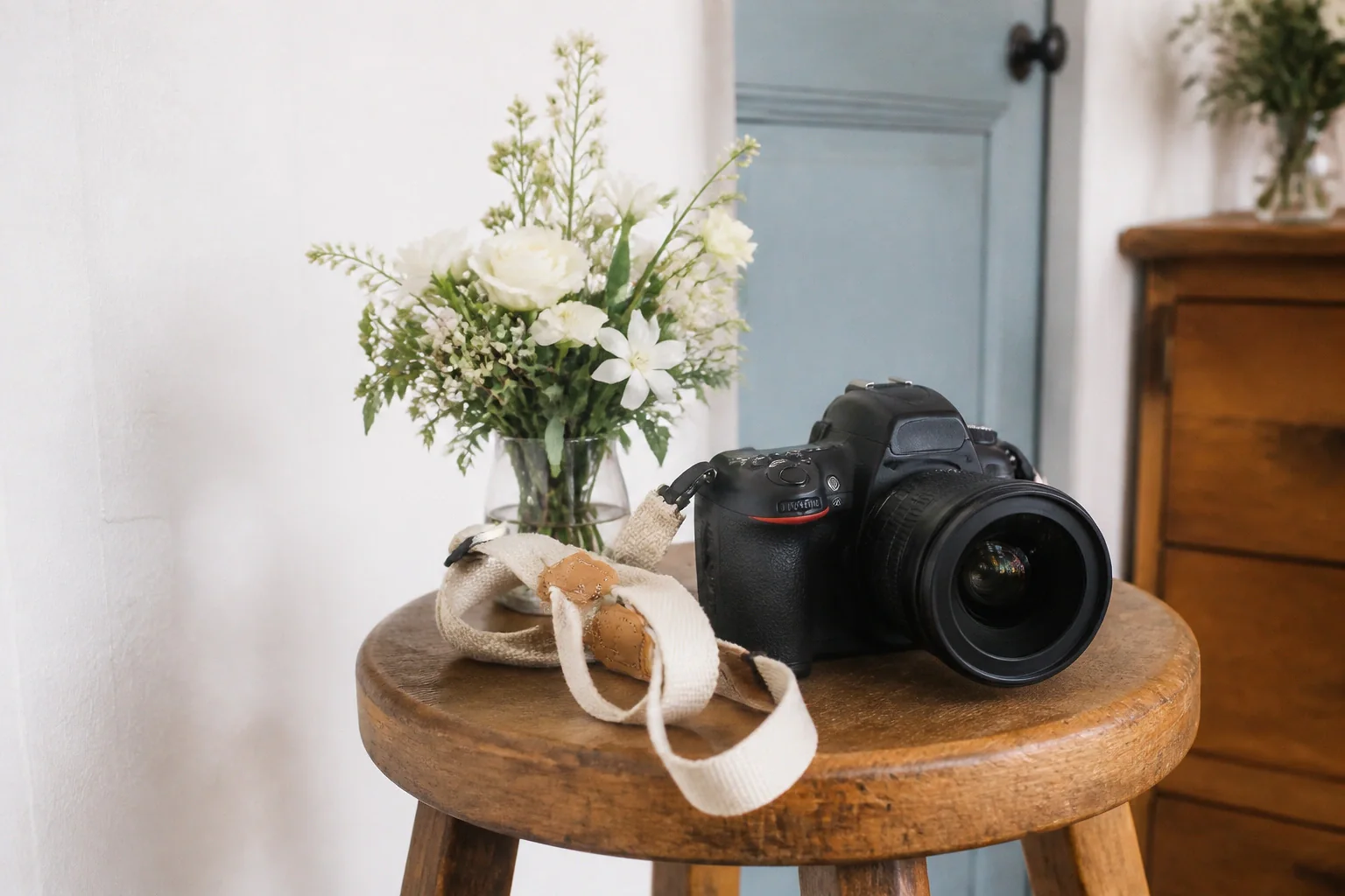 Appareil photo et accessoires de reportage de mariage — illustration générée par IA