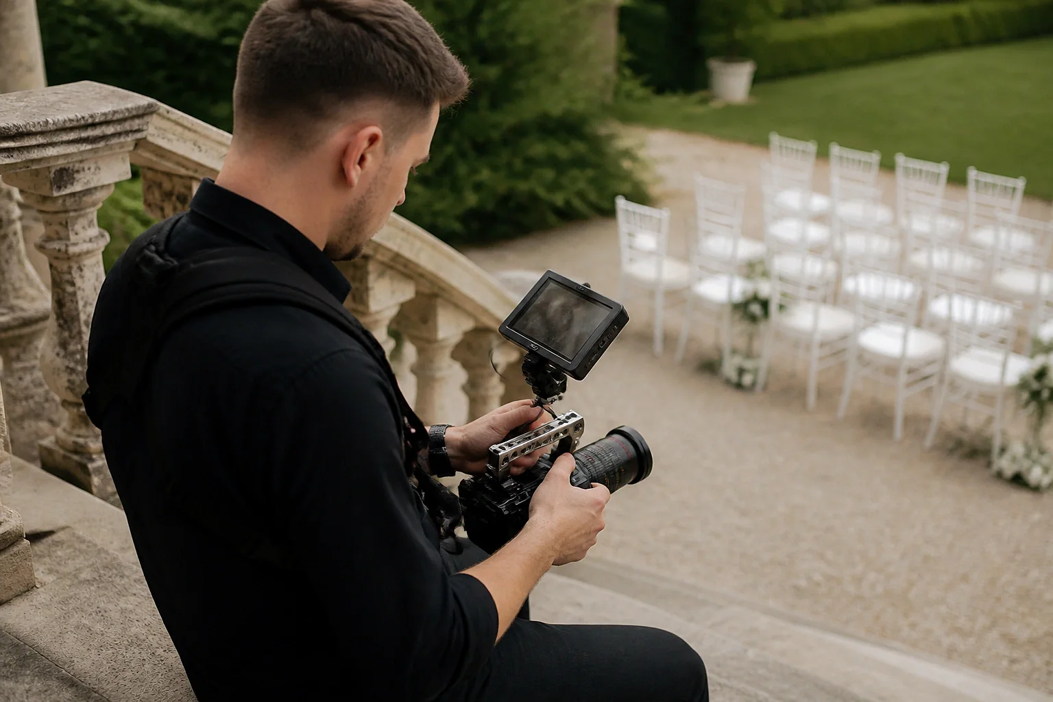 Matériel de tournage pour un film de mariage — illustration générée par IA