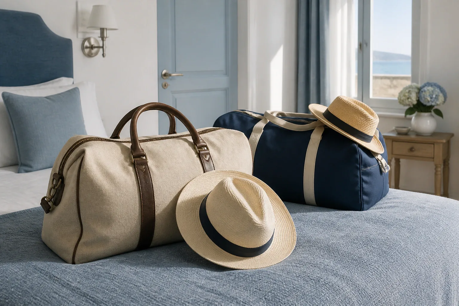Bagages et hébergement pour un voyage de noces — illustration générée par IA