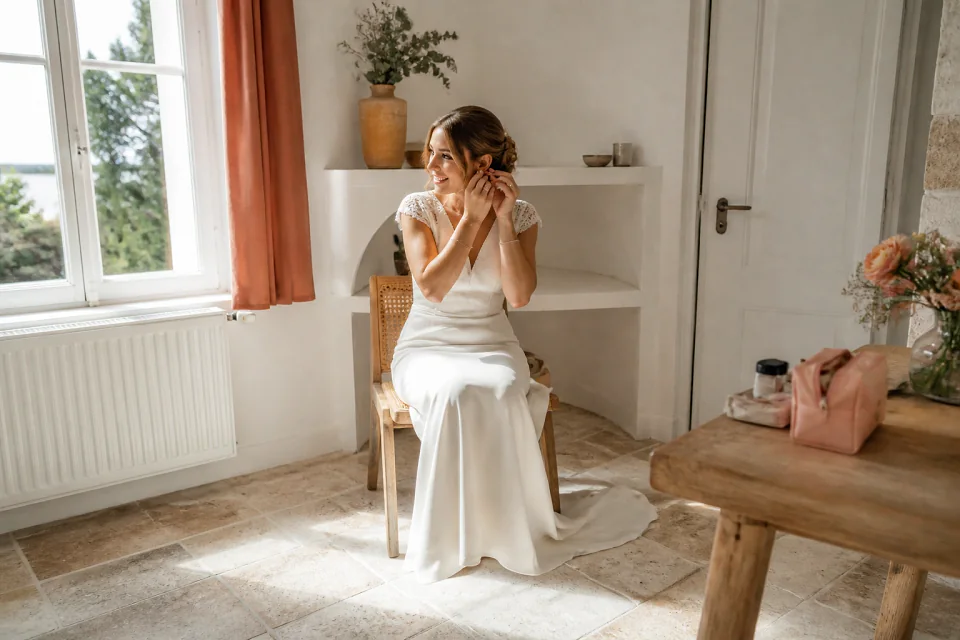 Préparation d’un maquillage de mariage — illustration générée par IA