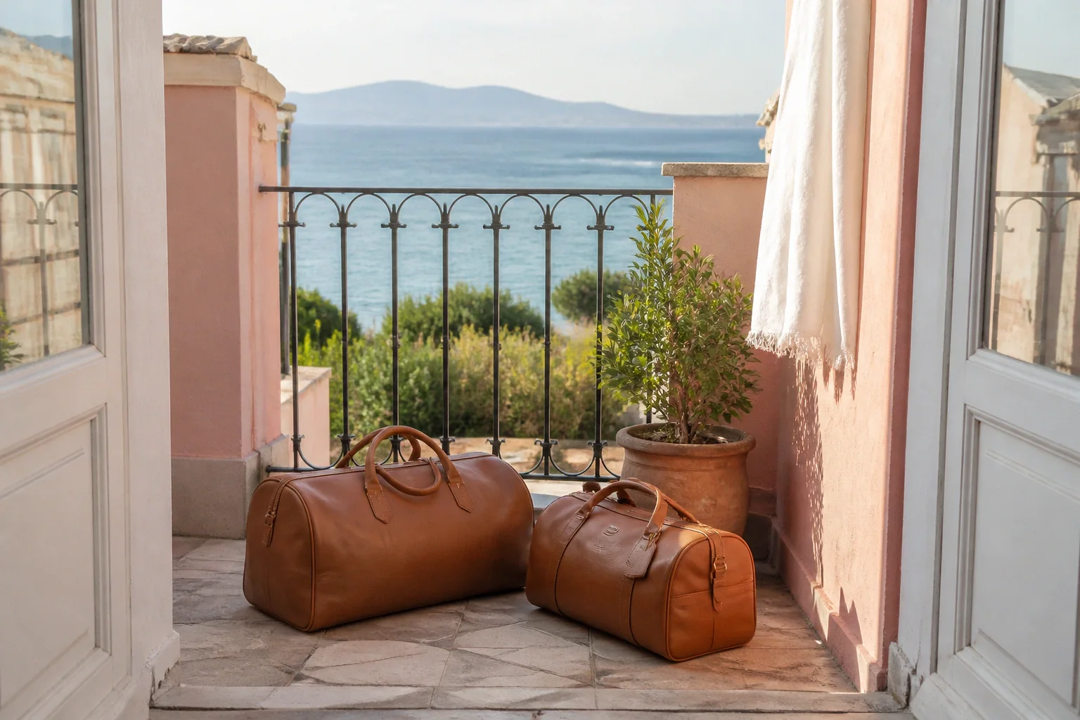 Bagages et hébergement pour un voyage de noces — illustration générée par IA