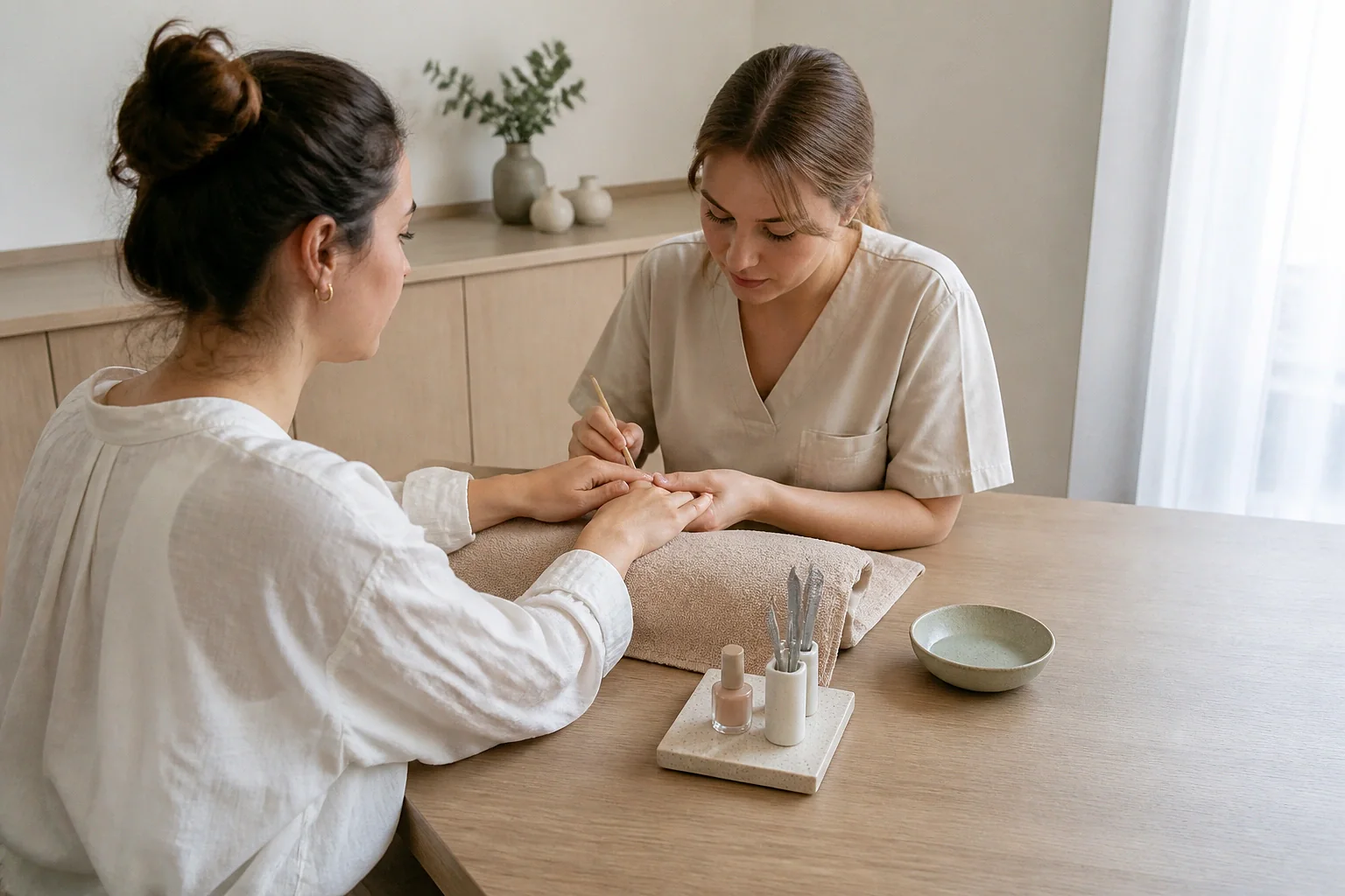 Préparation de soins esthétiques avant un mariage — illustration générée par IA