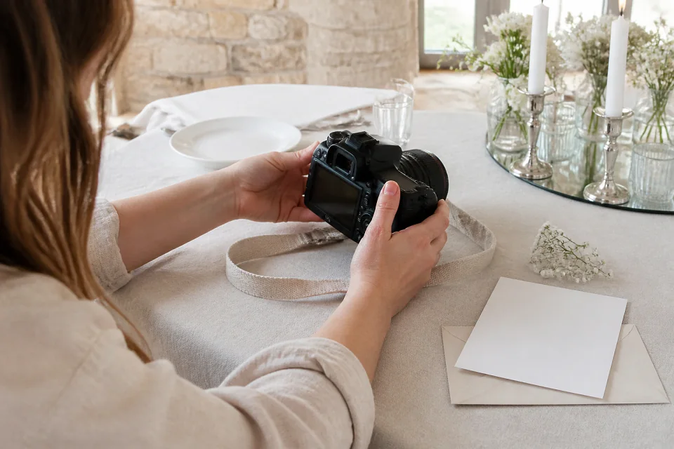 Appareil photo et accessoires de reportage de mariage — illustration générée par IA