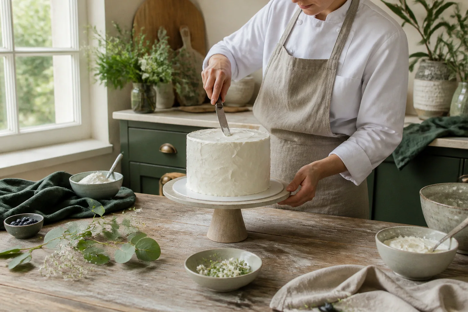 Gâteau de mariage préparé dans un atelier — illustration générée par IA
