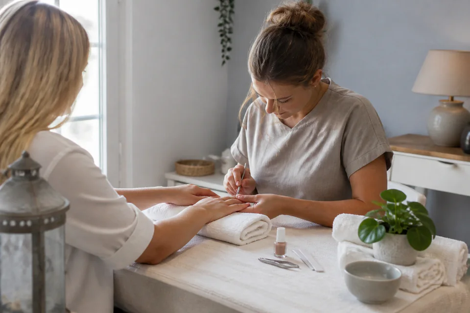 Préparation de soins esthétiques avant un mariage — illustration générée par IA