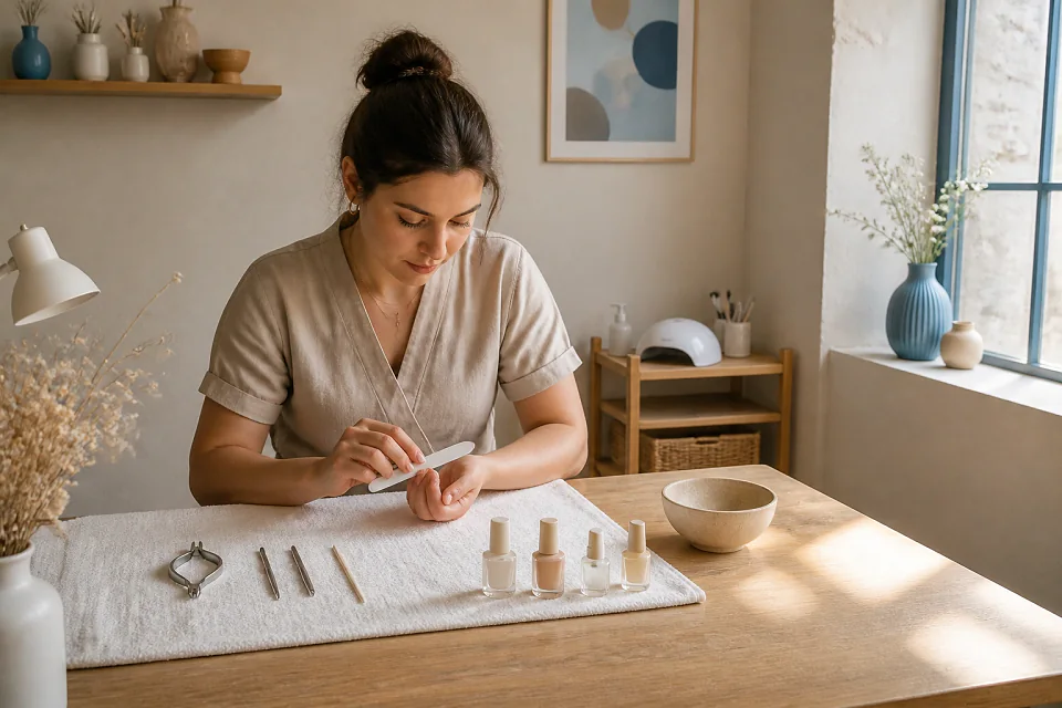 Préparation de soins esthétiques avant un mariage — illustration générée par IA