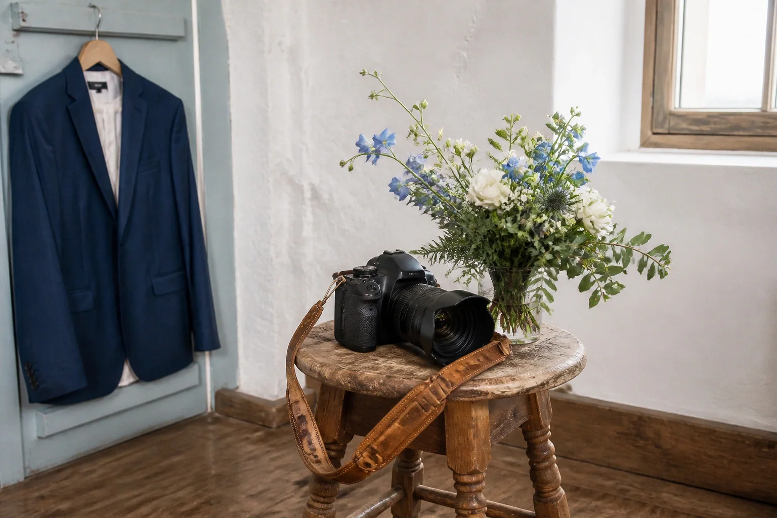Appareil photo et accessoires de reportage de mariage — illustration générée par IA