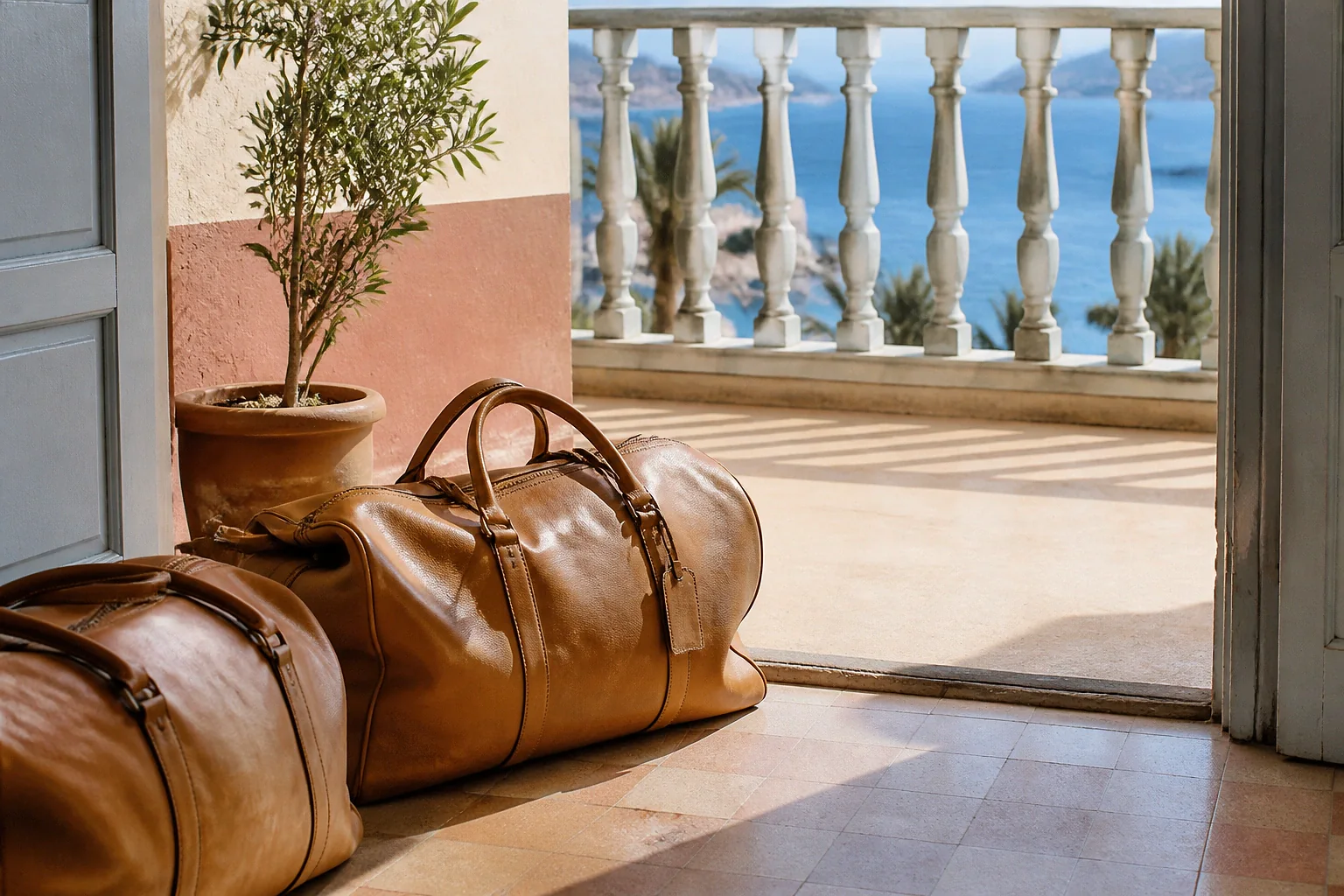 Bagages et hébergement pour un voyage de noces — illustration générée par IA
