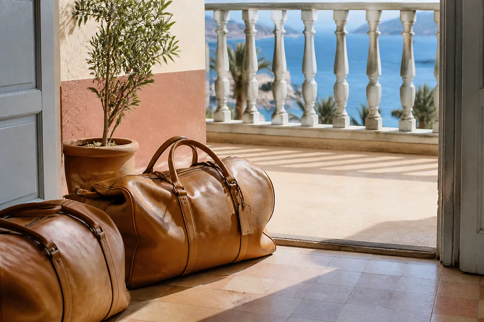Bagages et hébergement pour un voyage de noces — illustration générée par IA