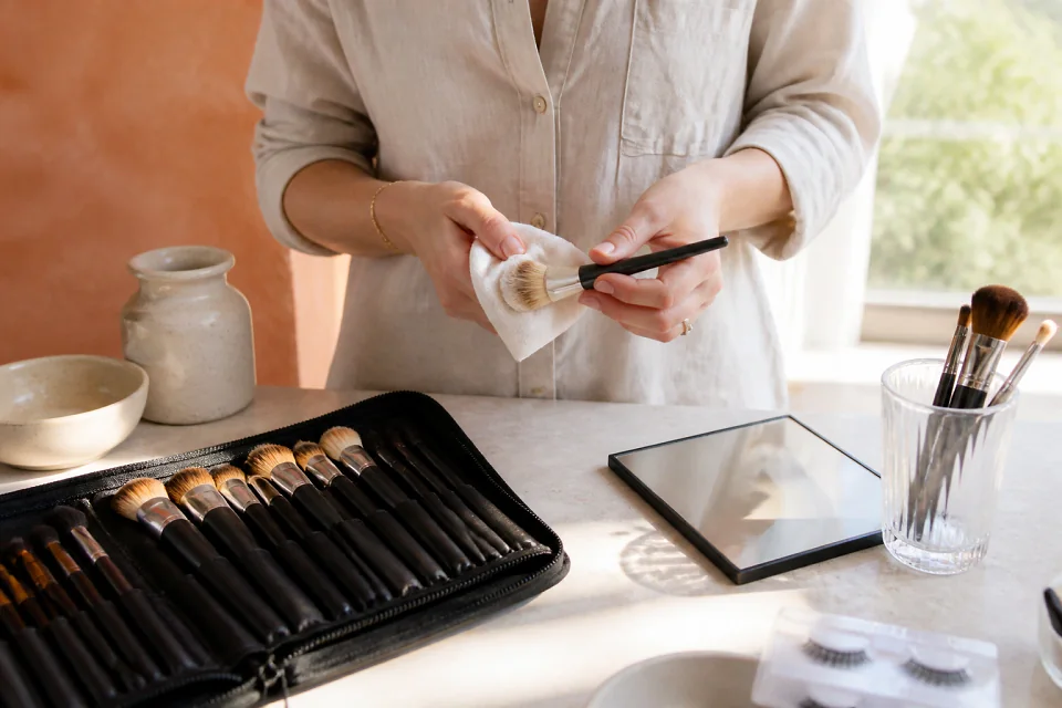 Préparation d’un maquillage de mariage — illustration générée par IA