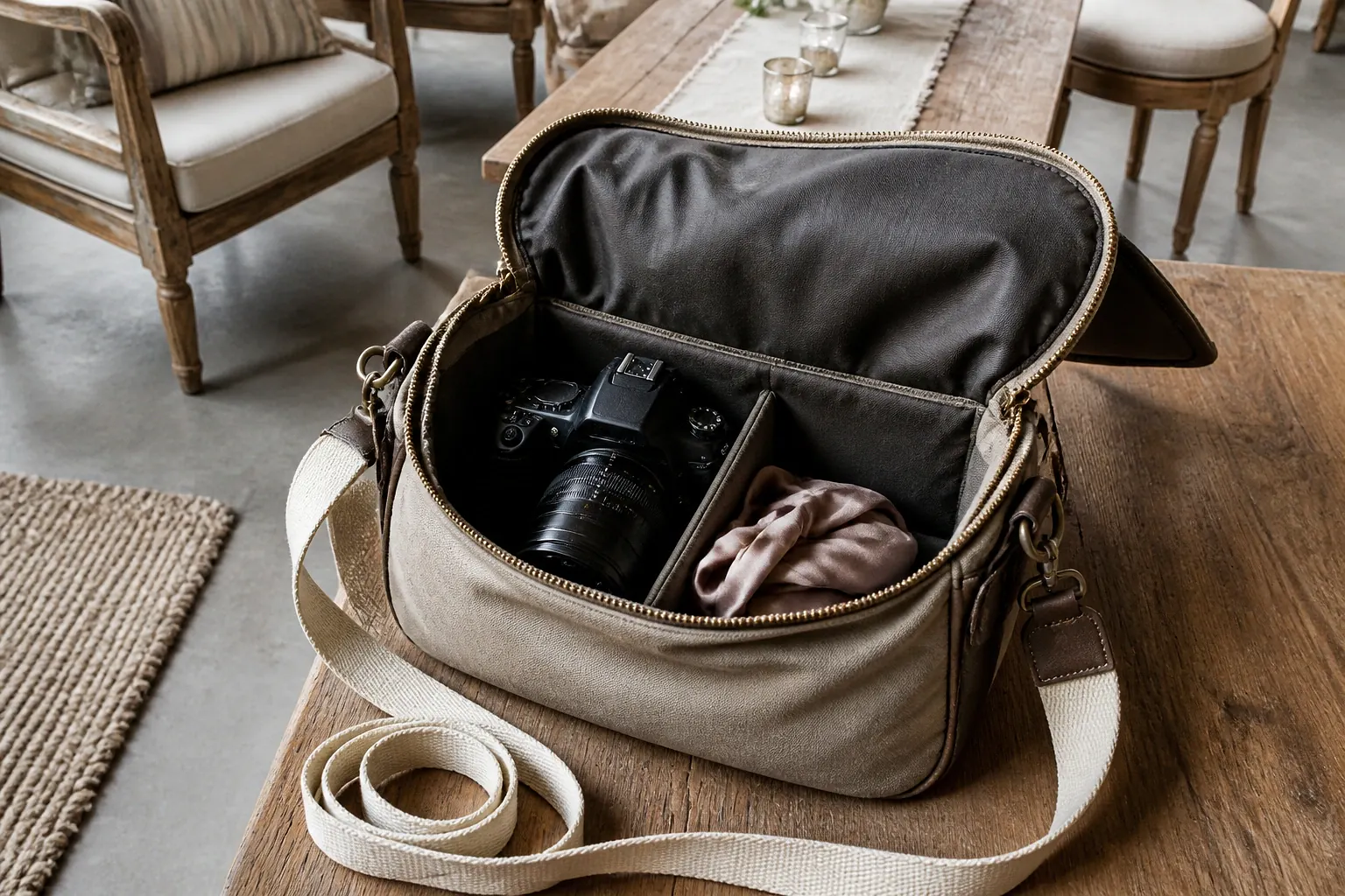 Appareil photo et accessoires de reportage de mariage — illustration générée par IA