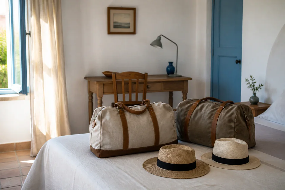 Bagages et hébergement pour un voyage de noces — illustration générée par IA
