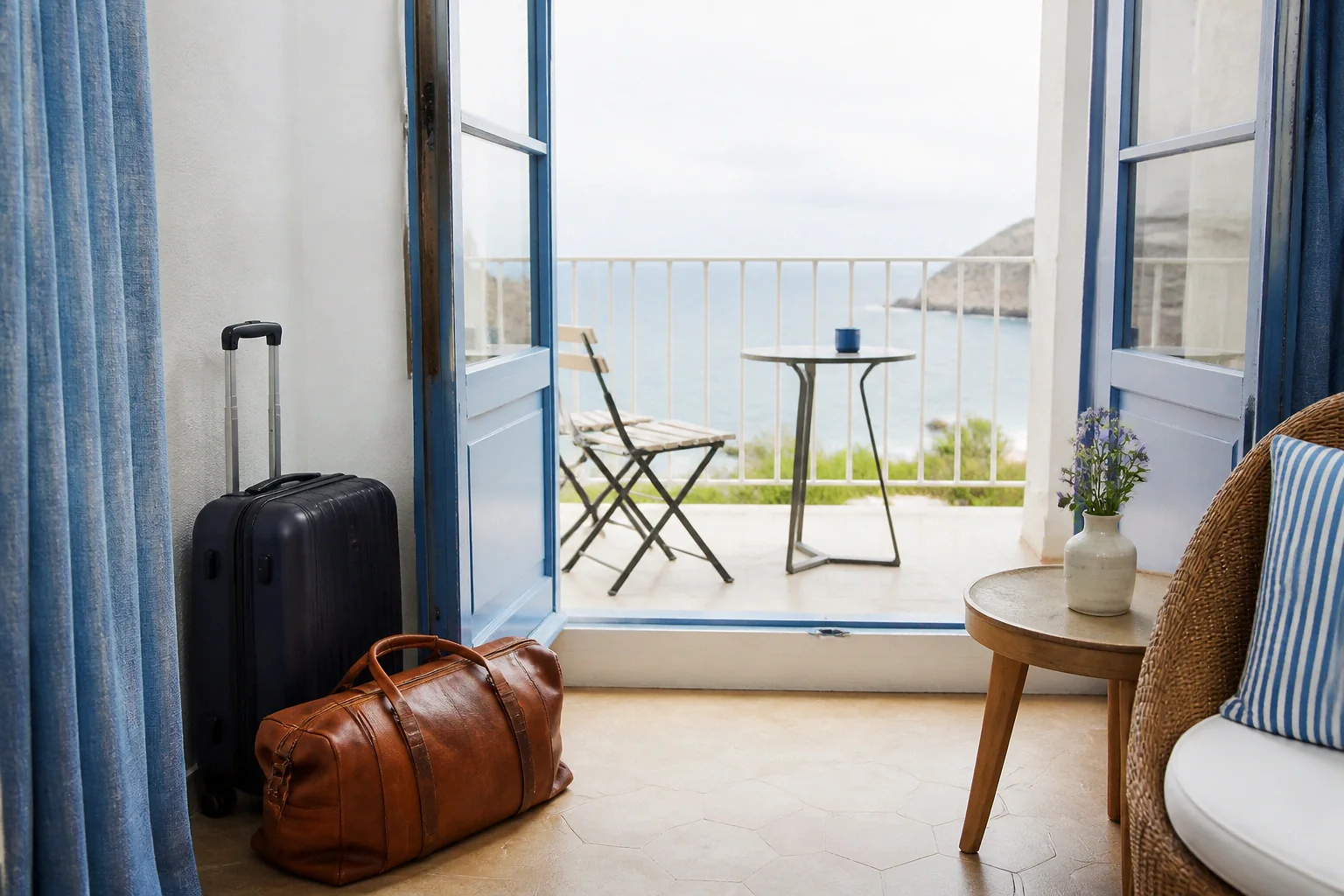 Bagages et hébergement pour un voyage de noces — illustration générée par IA