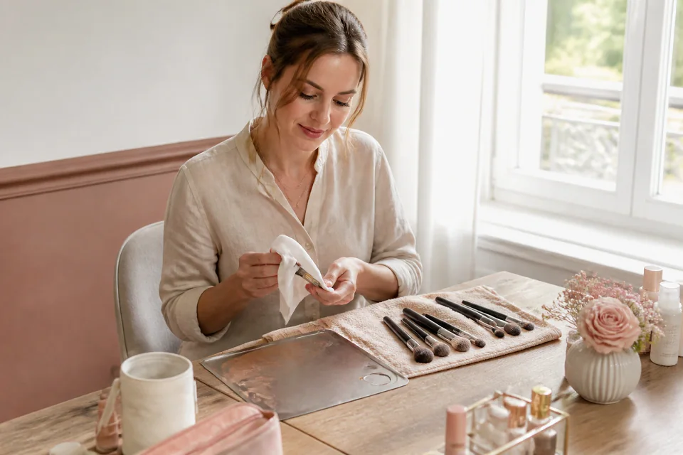 Préparation d’un maquillage de mariage — illustration générée par IA