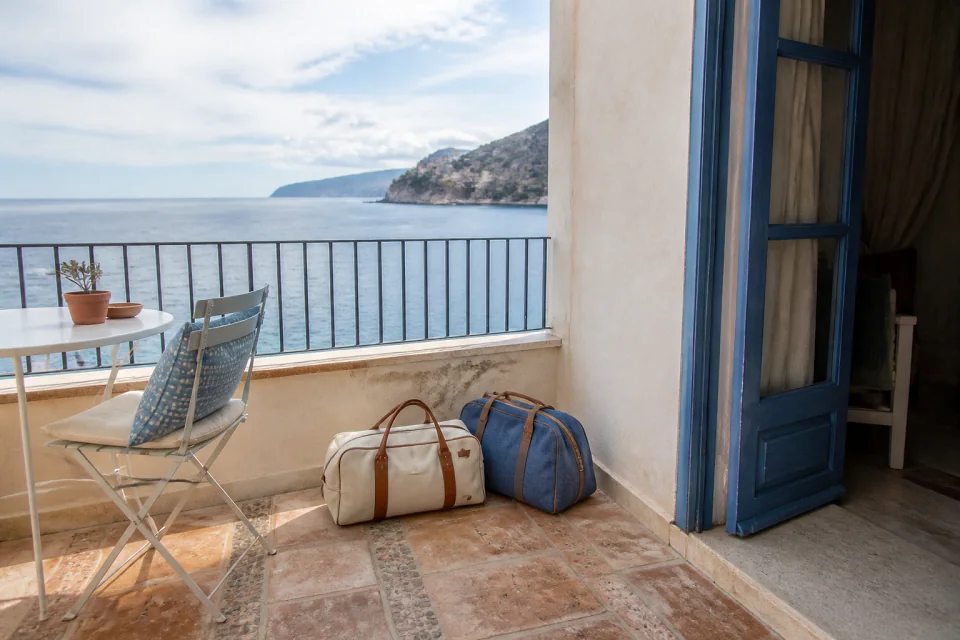 Bagages et hébergement pour un voyage de noces — illustration générée par IA