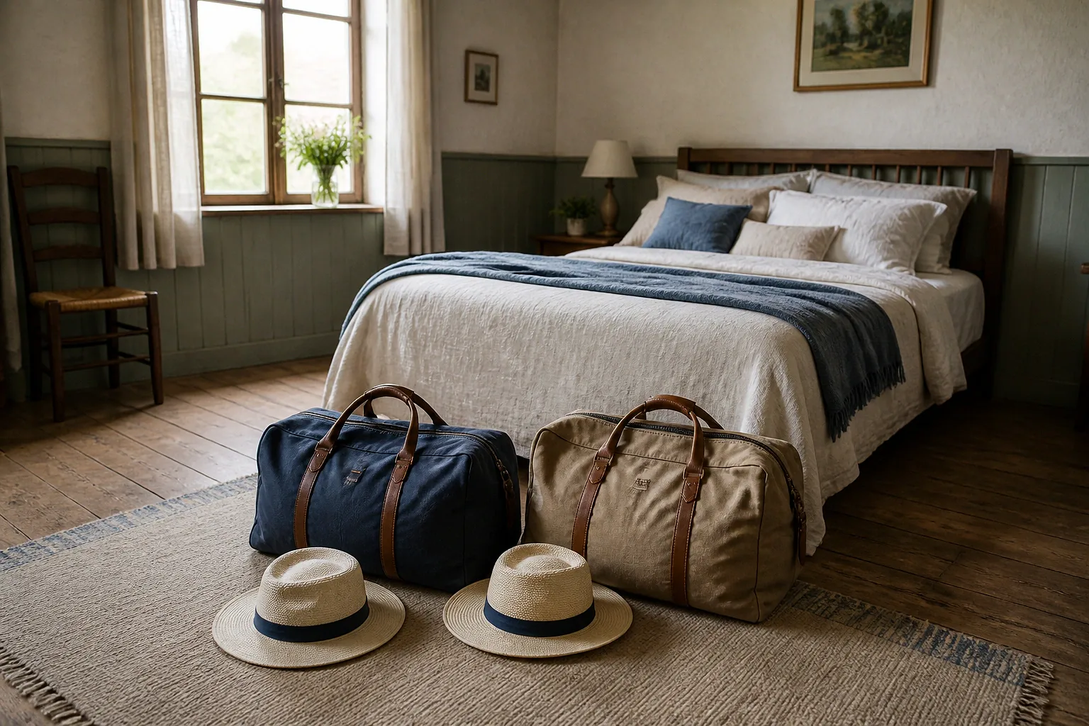 Bagages et hébergement pour un voyage de noces — illustration générée par IA
