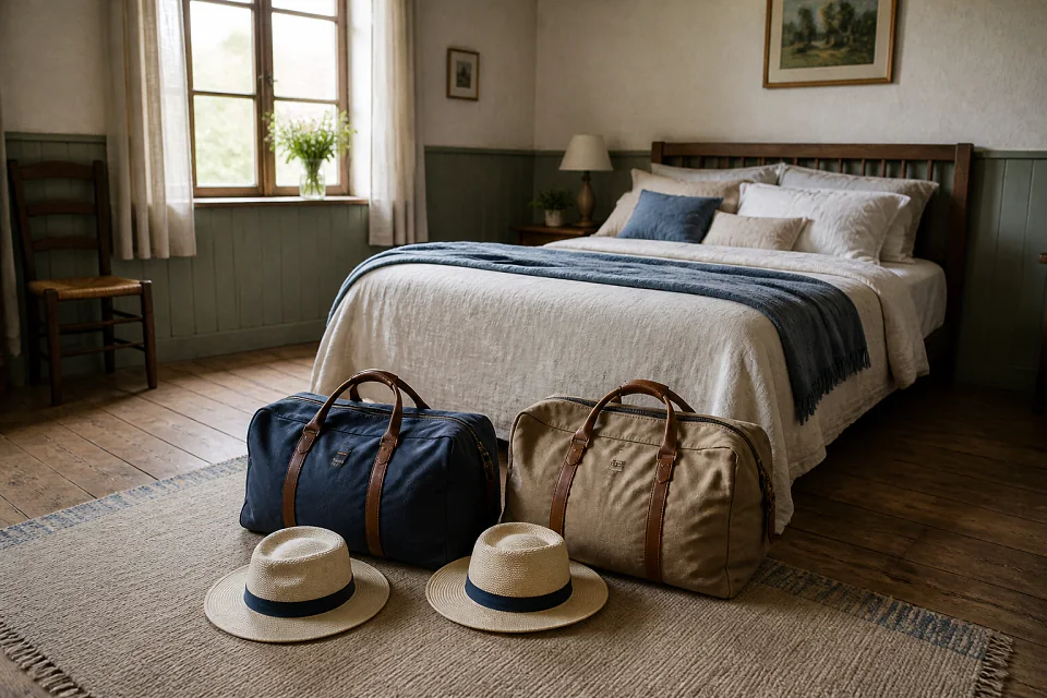 Bagages et hébergement pour un voyage de noces — illustration générée par IA