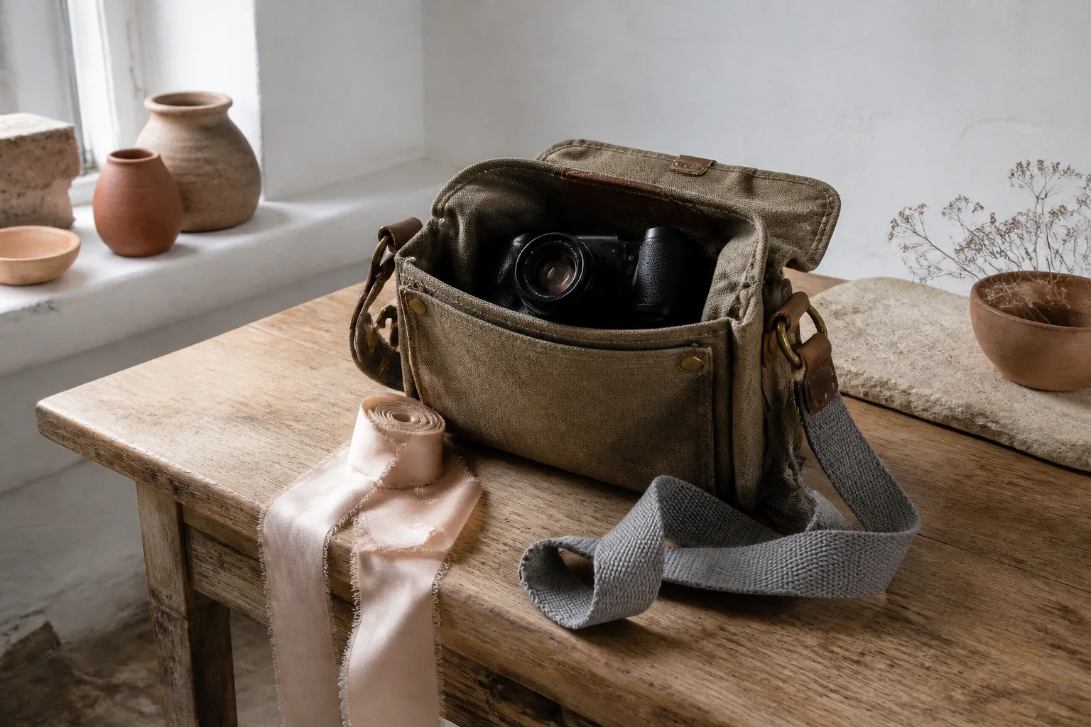 Appareil photo et accessoires de reportage de mariage — illustration générée par IA