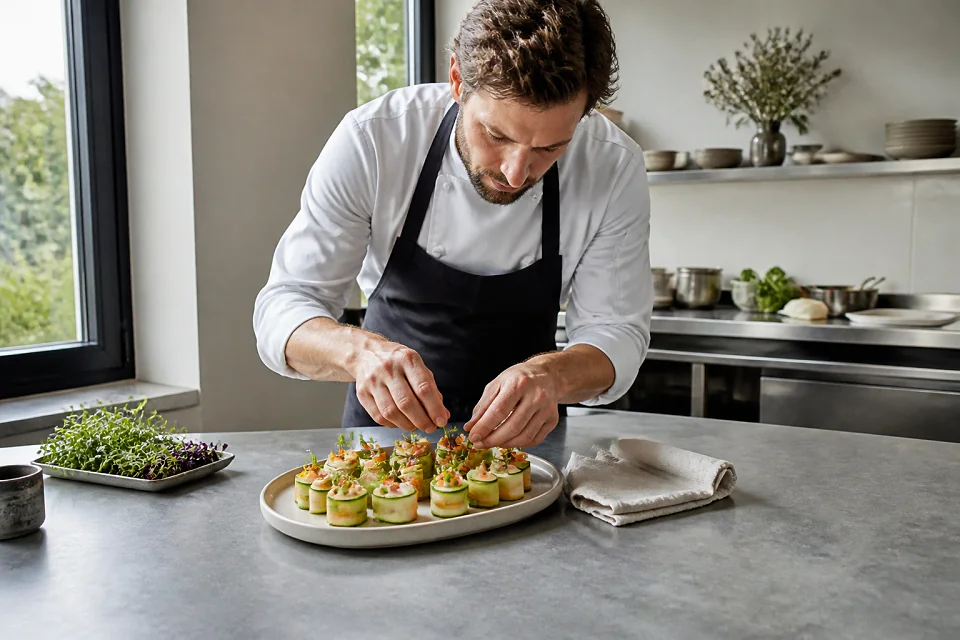 Préparations salées pour un cocktail de mariage — illustration générée par IA