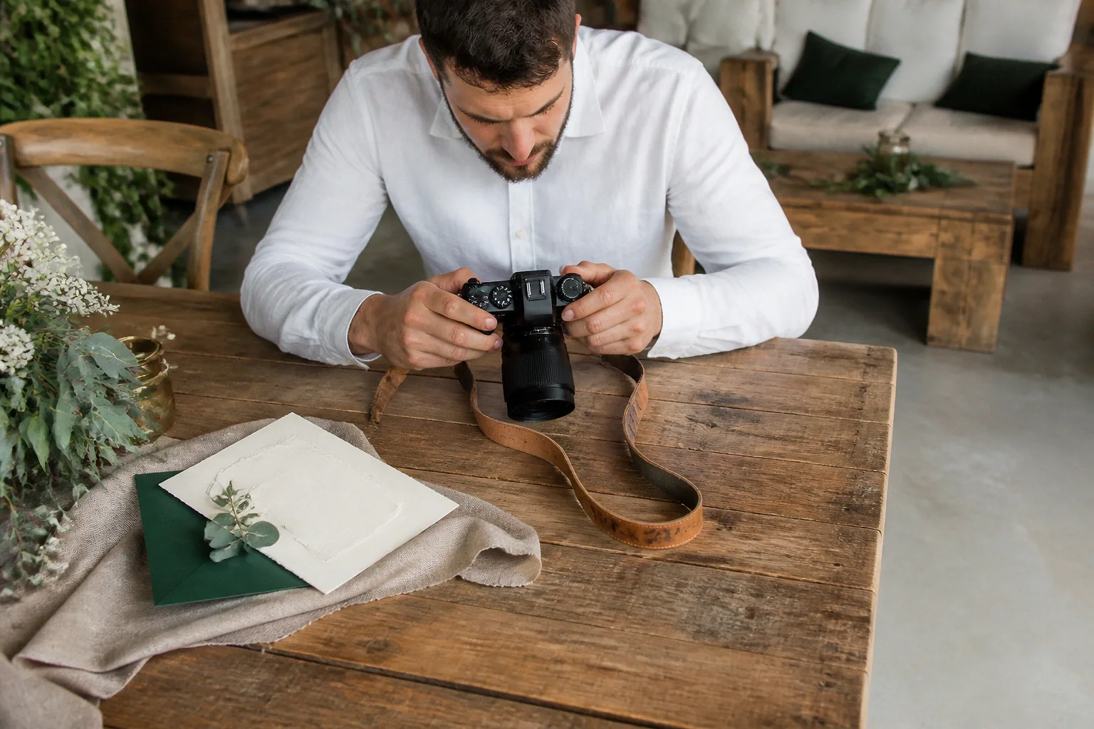 Appareil photo et accessoires de reportage de mariage — illustration générée par IA