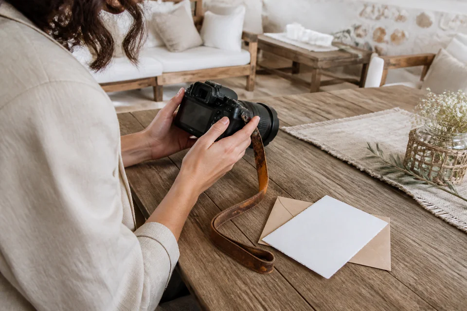 Appareil photo et accessoires de reportage de mariage — illustration générée par IA