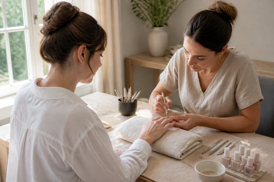 Préparation de soins esthétiques avant un mariage — illustration générée par IA