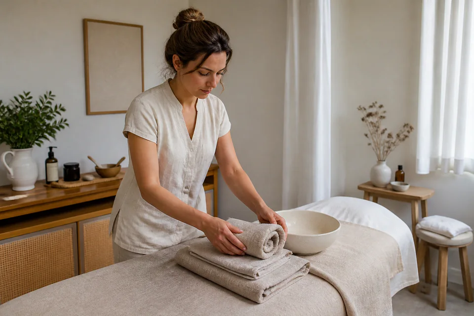 Préparation de soins esthétiques avant un mariage — illustration générée par IA