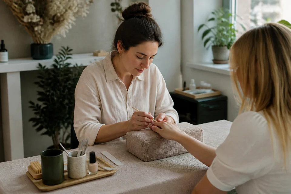 Préparation de soins esthétiques avant un mariage — illustration générée par IA