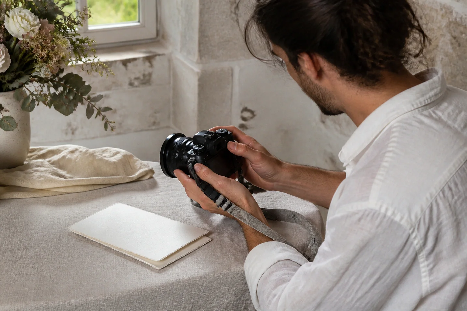 Appareil photo et accessoires de reportage de mariage — illustration générée par IA