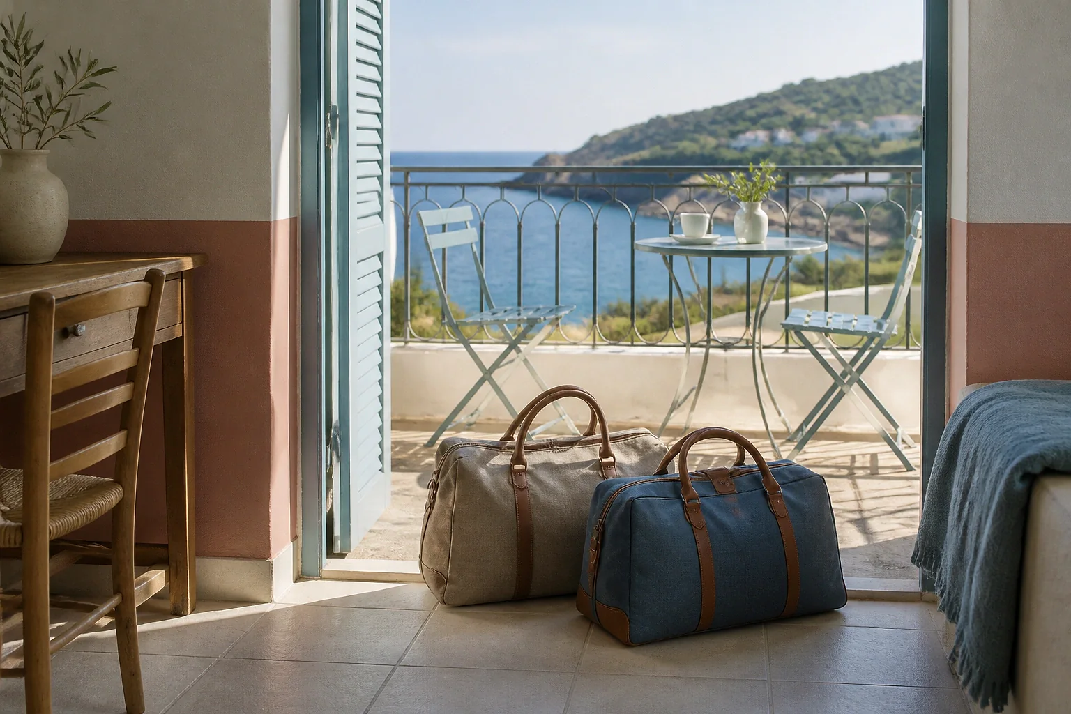 Bagages et hébergement pour un voyage de noces — illustration générée par IA