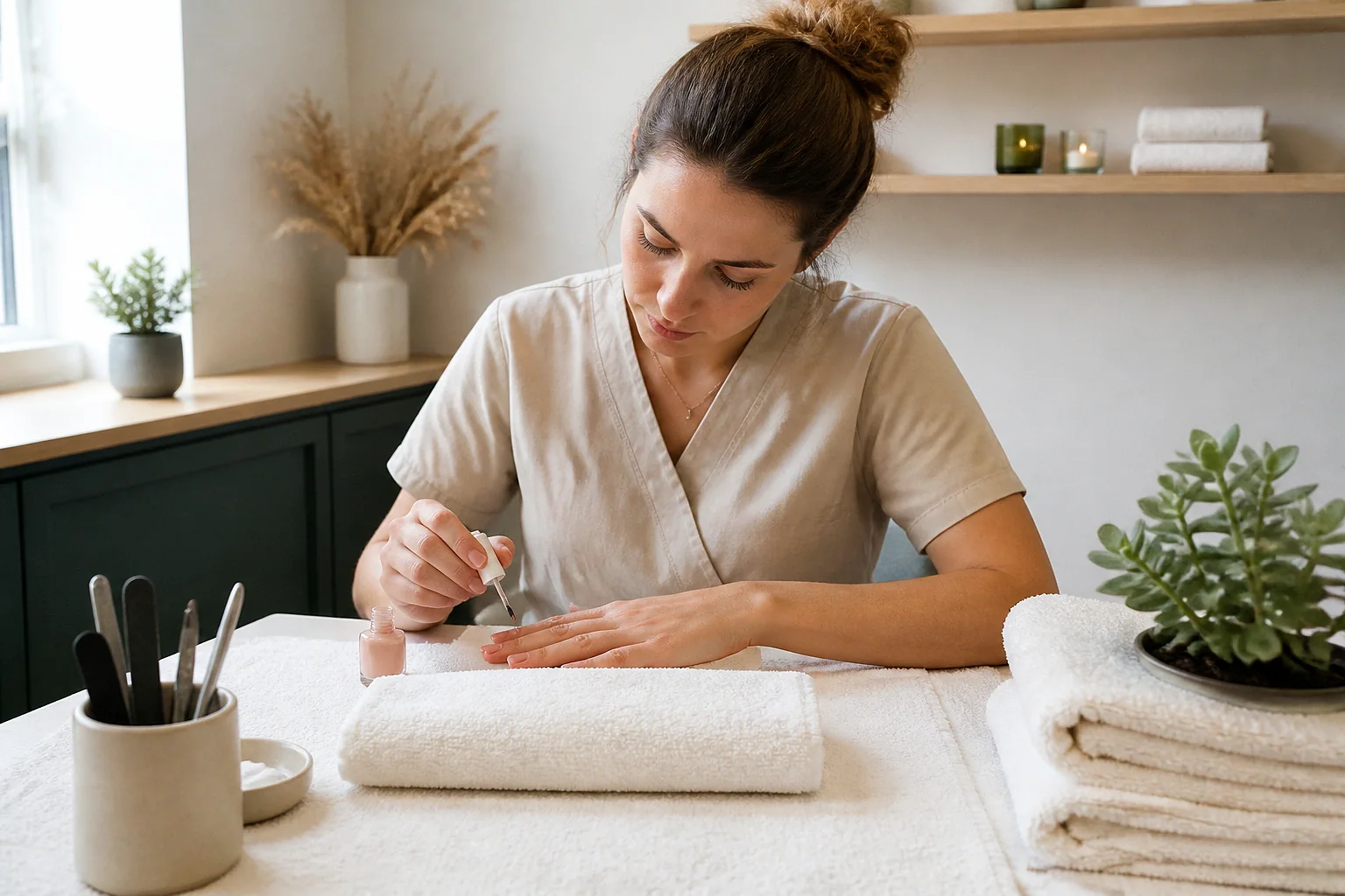 Préparation de soins esthétiques avant un mariage — illustration générée par IA