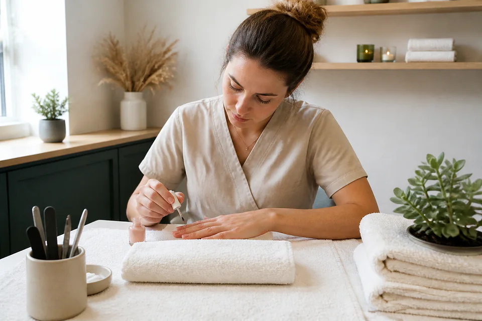 Préparation de soins esthétiques avant un mariage — illustration générée par IA