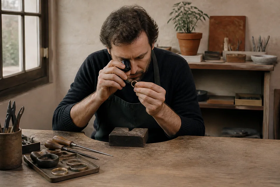 Alliances et travail de bijouterie de mariage — illustration générée par IA