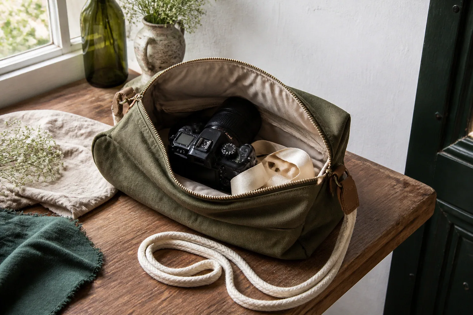 Appareil photo et accessoires de reportage de mariage — illustration générée par IA