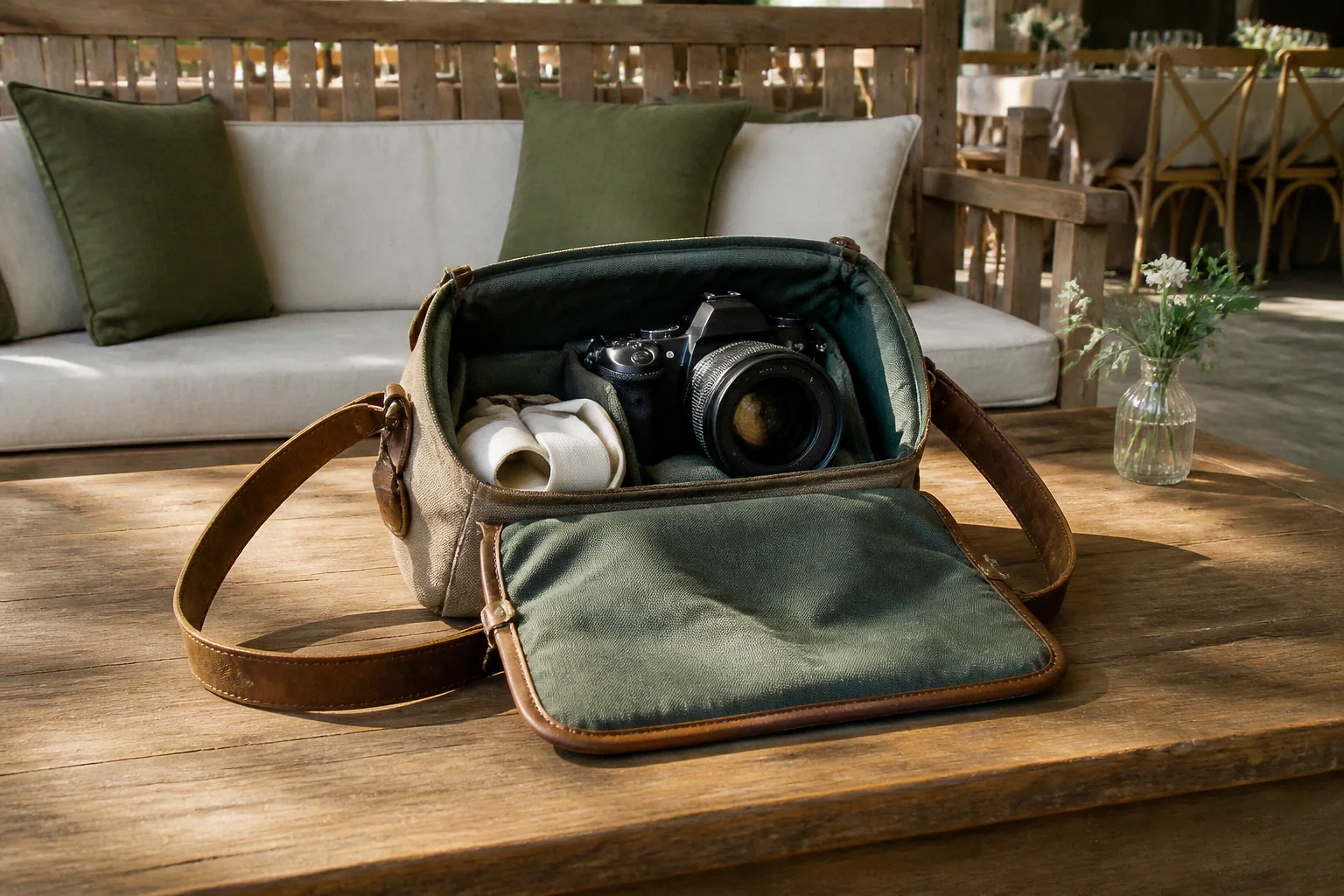 Appareil photo et accessoires de reportage de mariage — illustration générée par IA