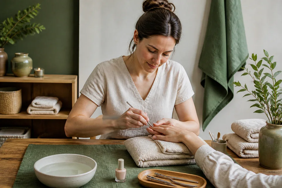 Préparation de soins esthétiques avant un mariage — illustration générée par IA