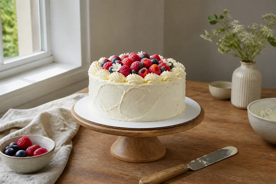 Gâteau de mariage préparé dans un atelier — illustration générée par IA