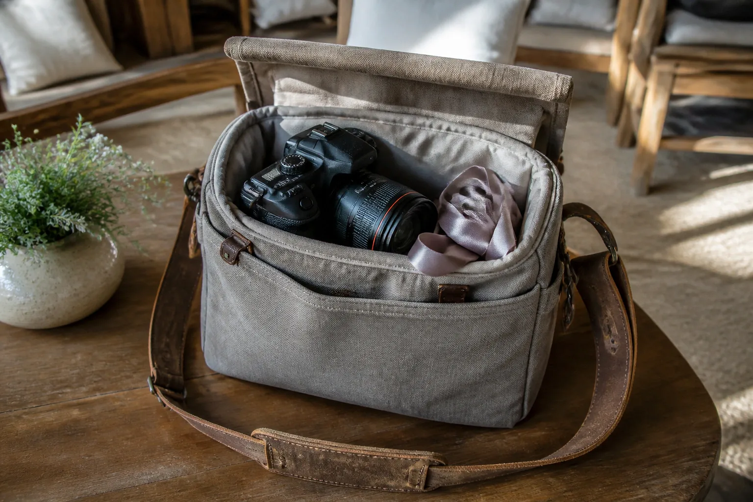 Appareil photo et accessoires de reportage de mariage — illustration générée par IA