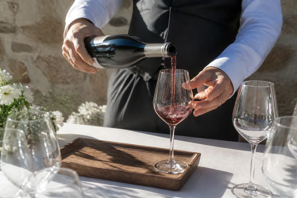Sélection de boissons pour une réception de mariage — illustration générée par IA