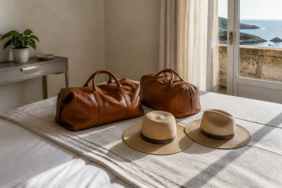 Bagages et hébergement pour un voyage de noces — illustration générée par IA