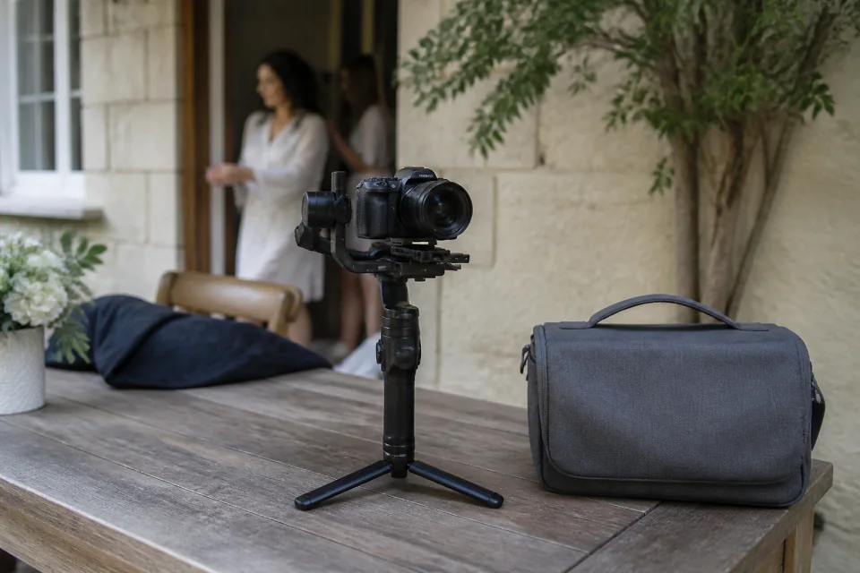 Matériel de tournage pour un film de mariage — illustration générée par IA