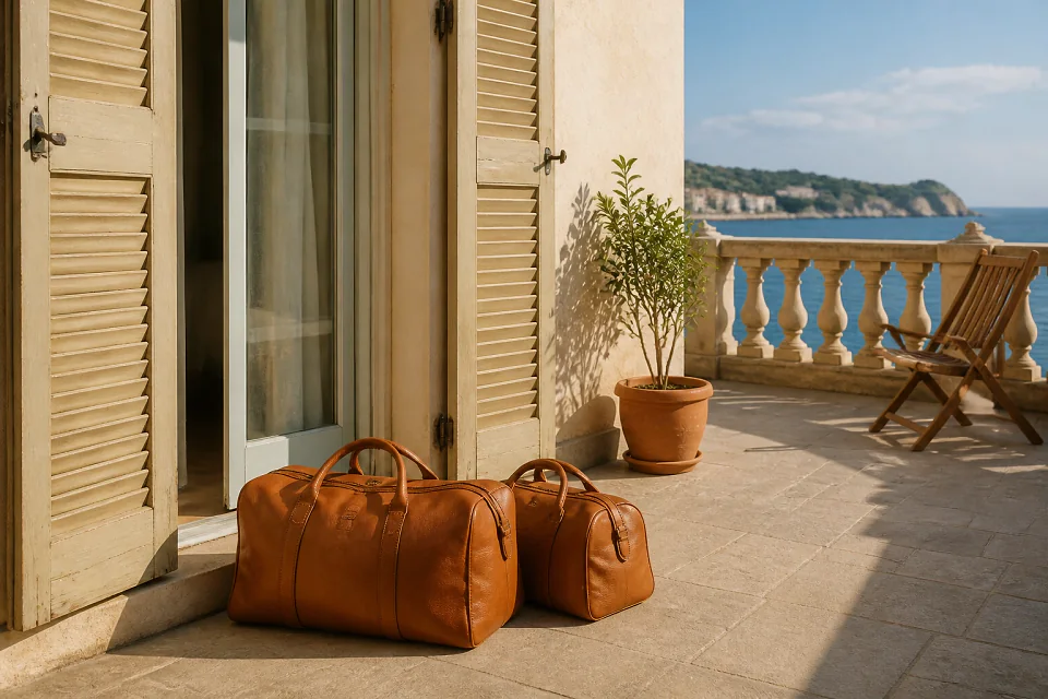Bagages et hébergement pour un voyage de noces — illustration générée par IA