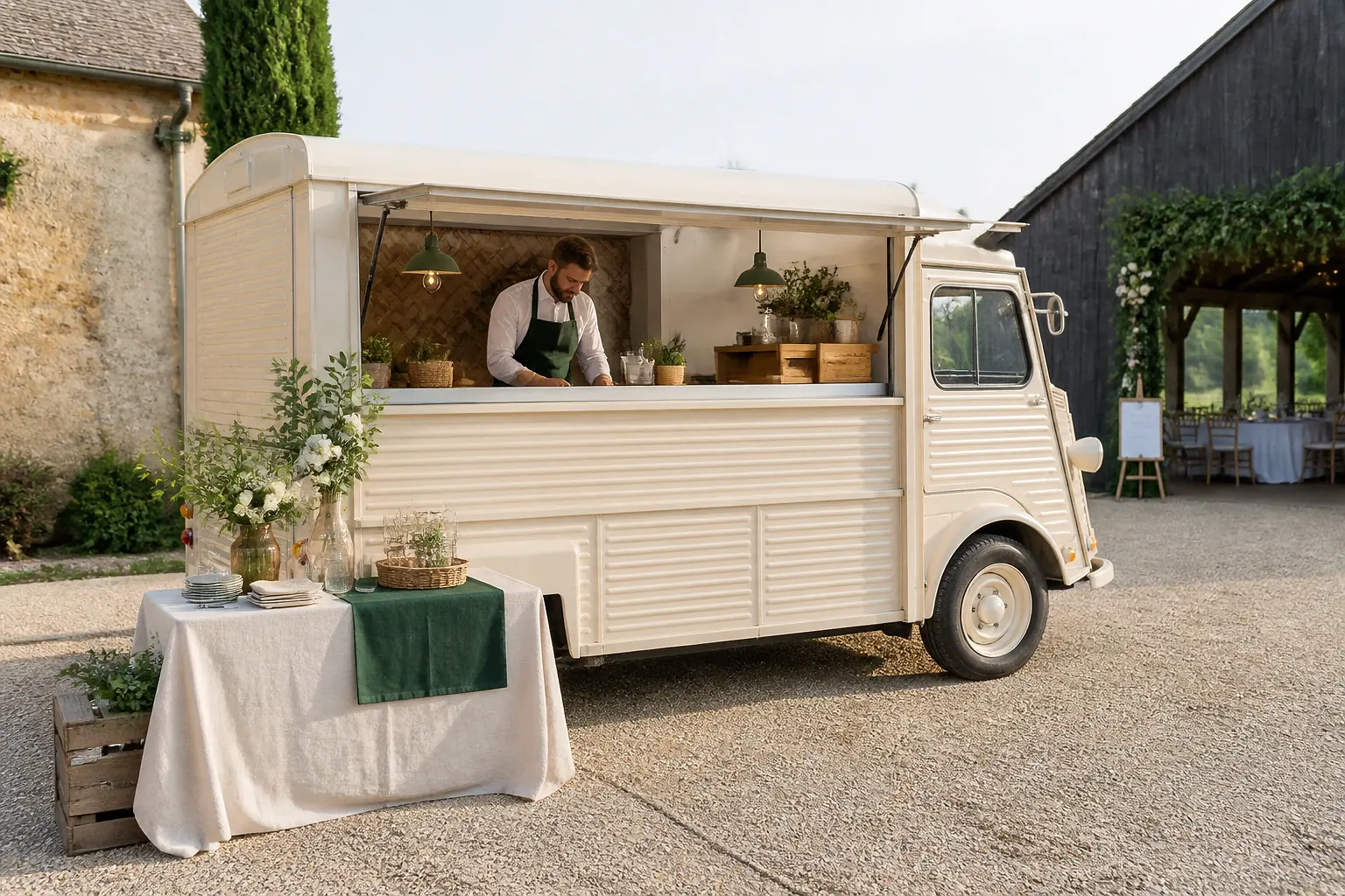 Service mobile de restauration pour une réception — illustration générée par IA