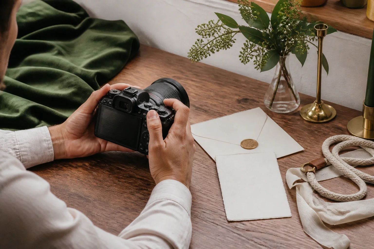 Appareil photo et accessoires de reportage de mariage — illustration générée par IA