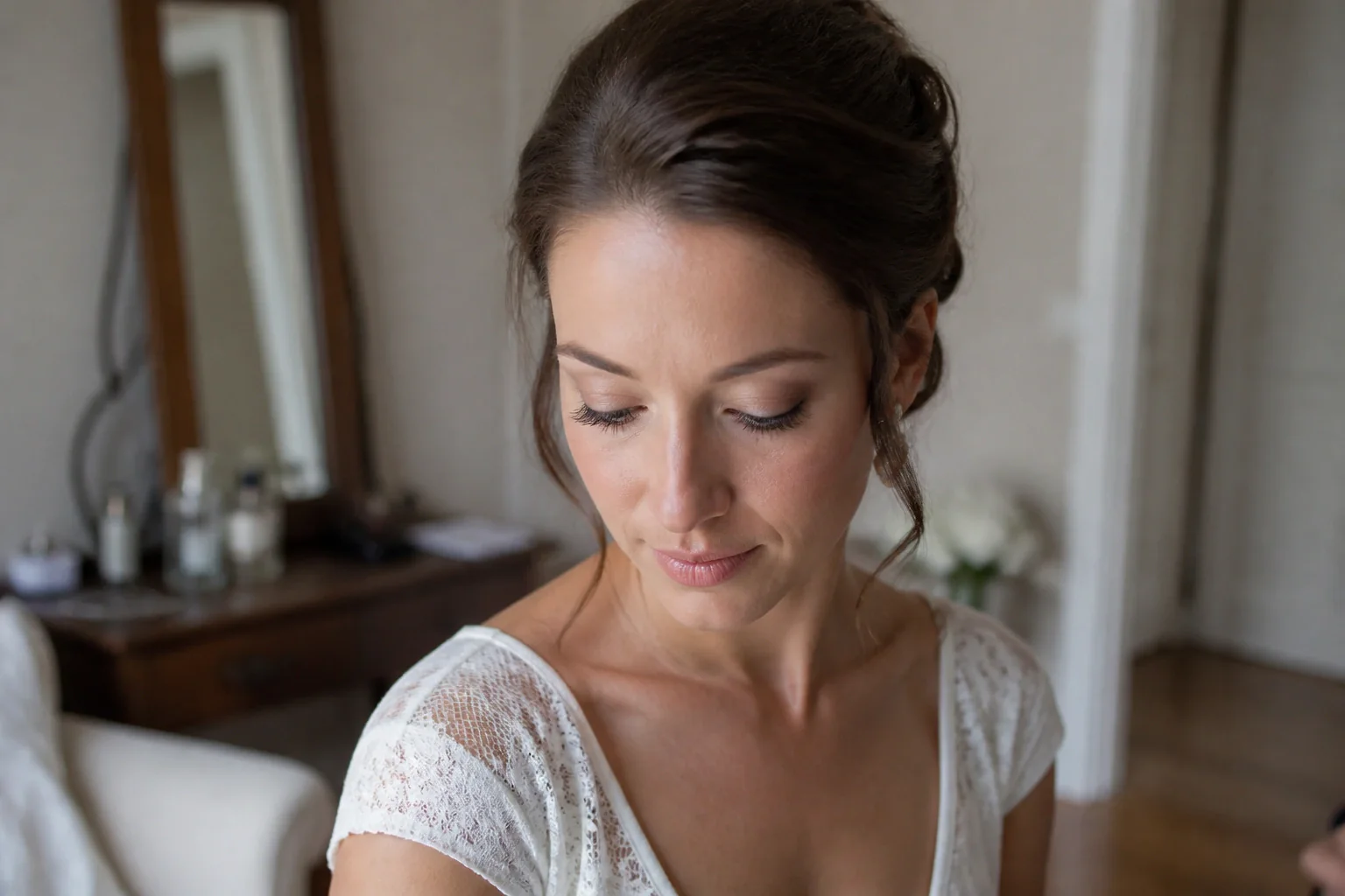 Préparation d’un maquillage de mariage — illustration générée par IA