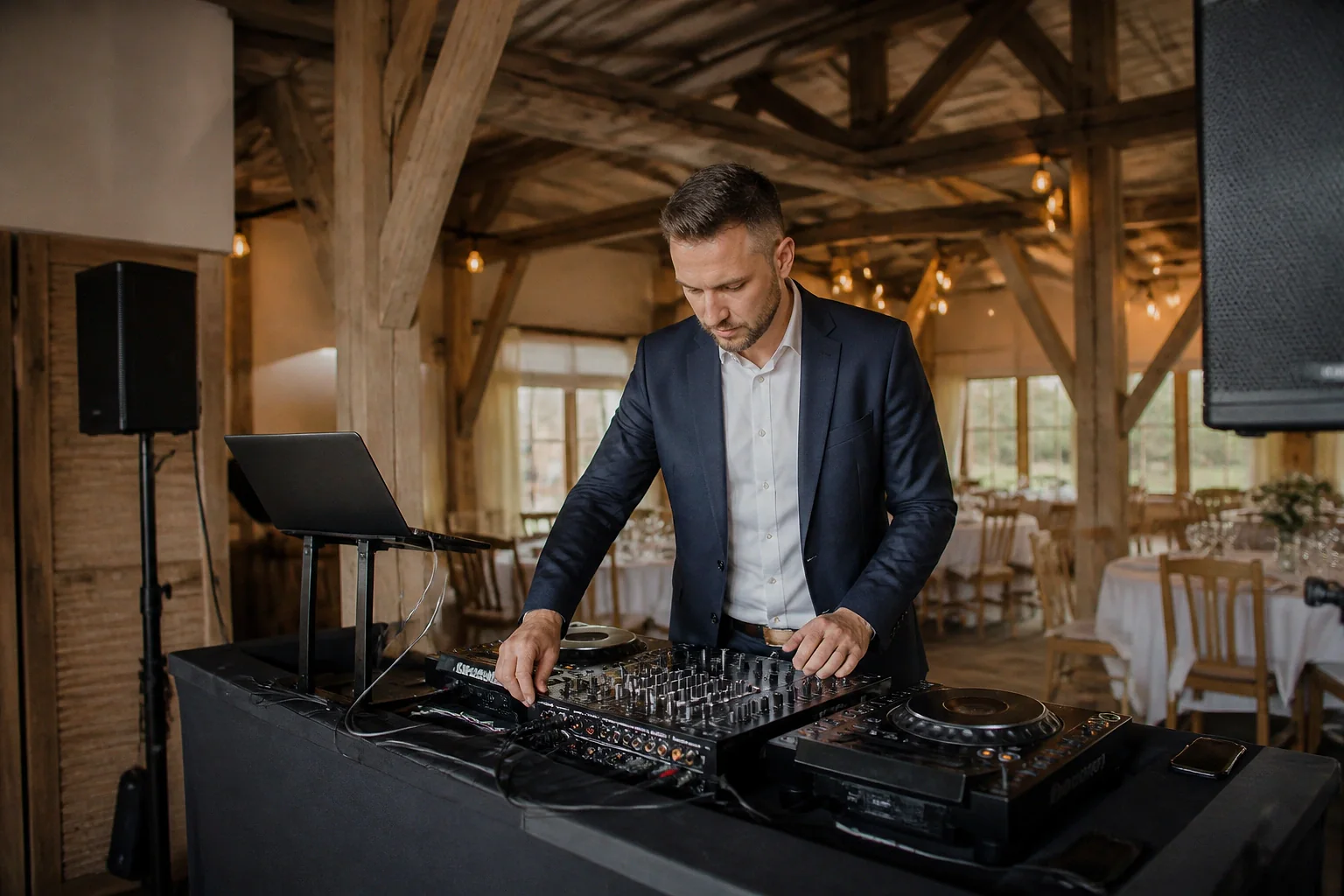 Préparation musicale d’une soirée de mariage — illustration générée par IA